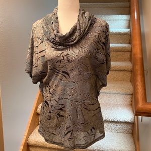 The Limited Black & White Sheer Cowlneck Top - M